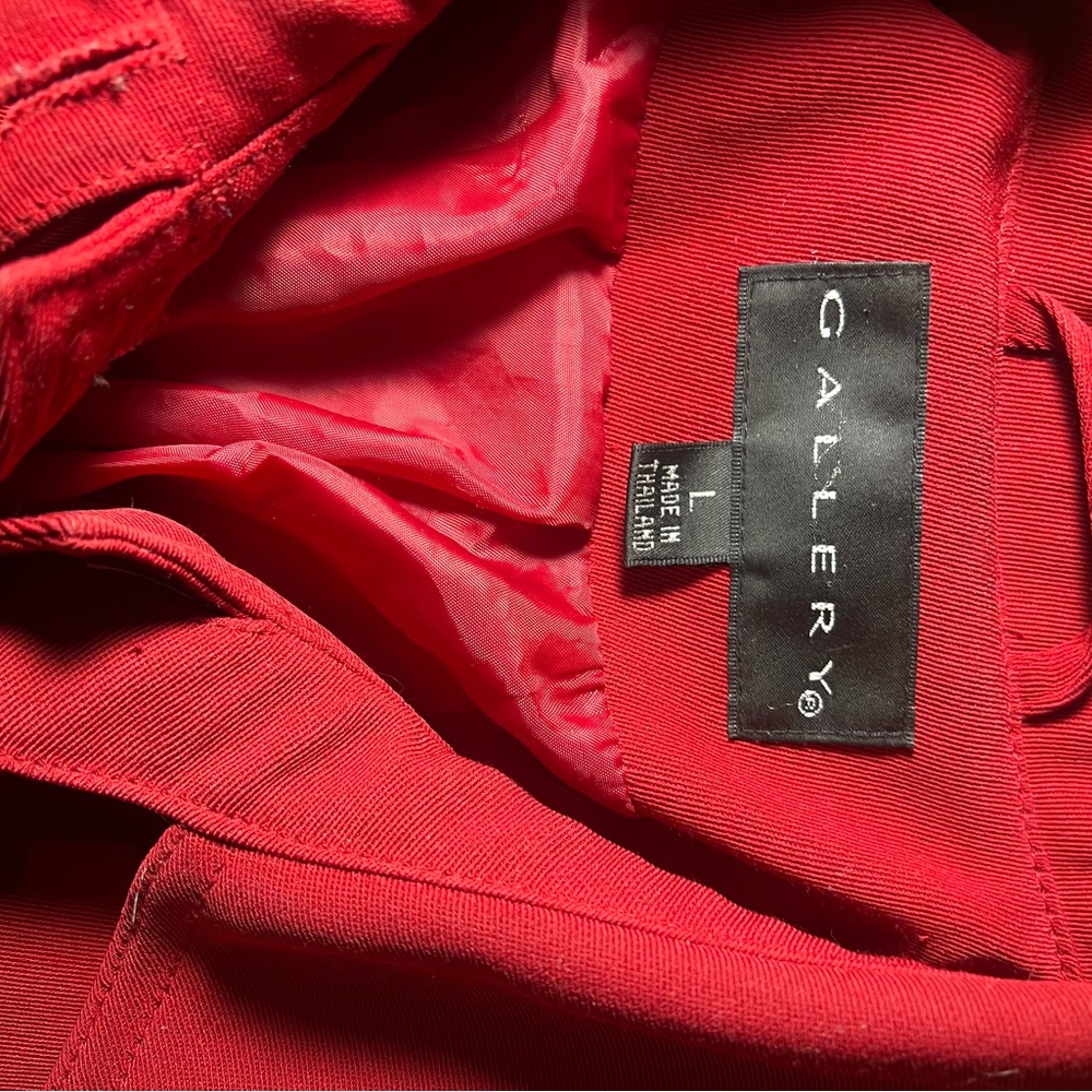 Gallery Womens Trench Coat Cotton Blend Red Size L - Picture 15 of 16